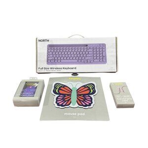 NORTH Full Size Wireless Keyboard, Heyday Butterfly Mouse Pad, Heyday Fast Charg